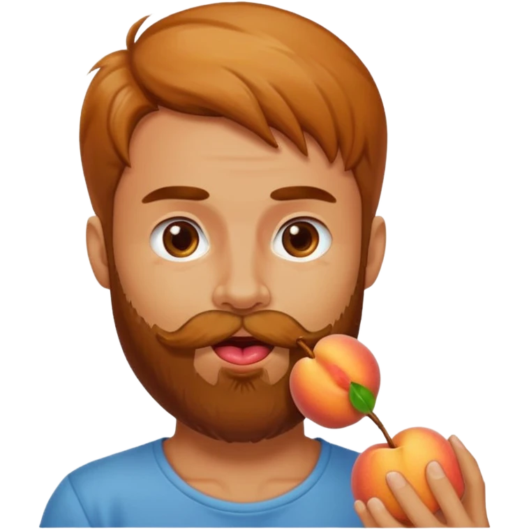 Man with beard licking peach emoji