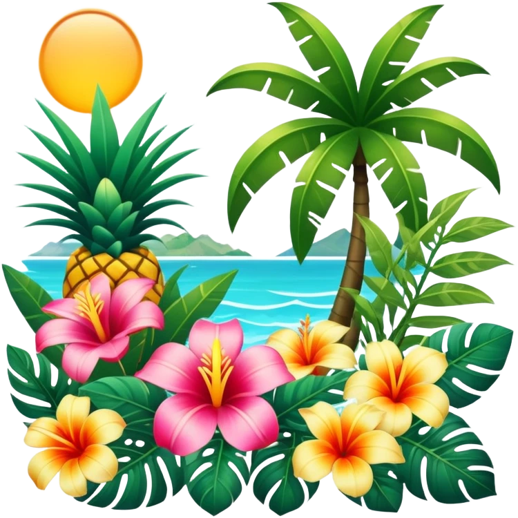 Full Tropical exotic sunny scenery floral scenery  emoji