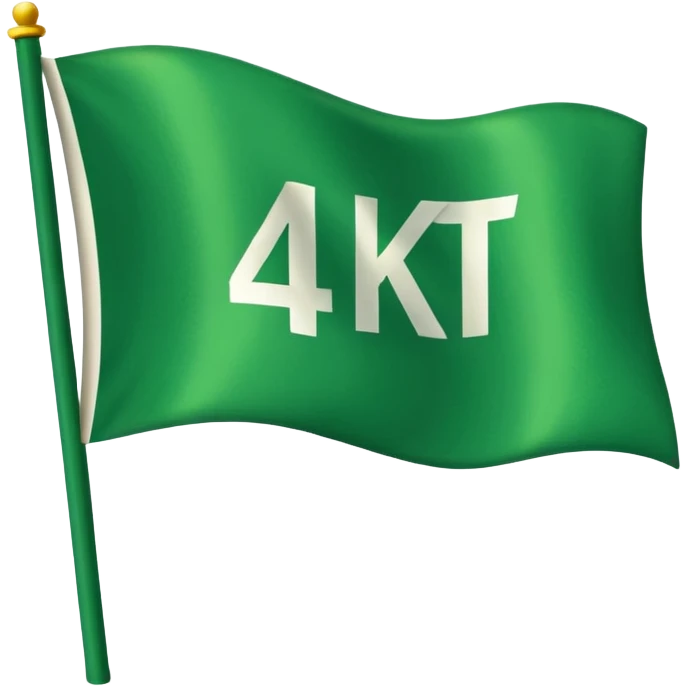 a green flag that’s says 4KT on it  emoji