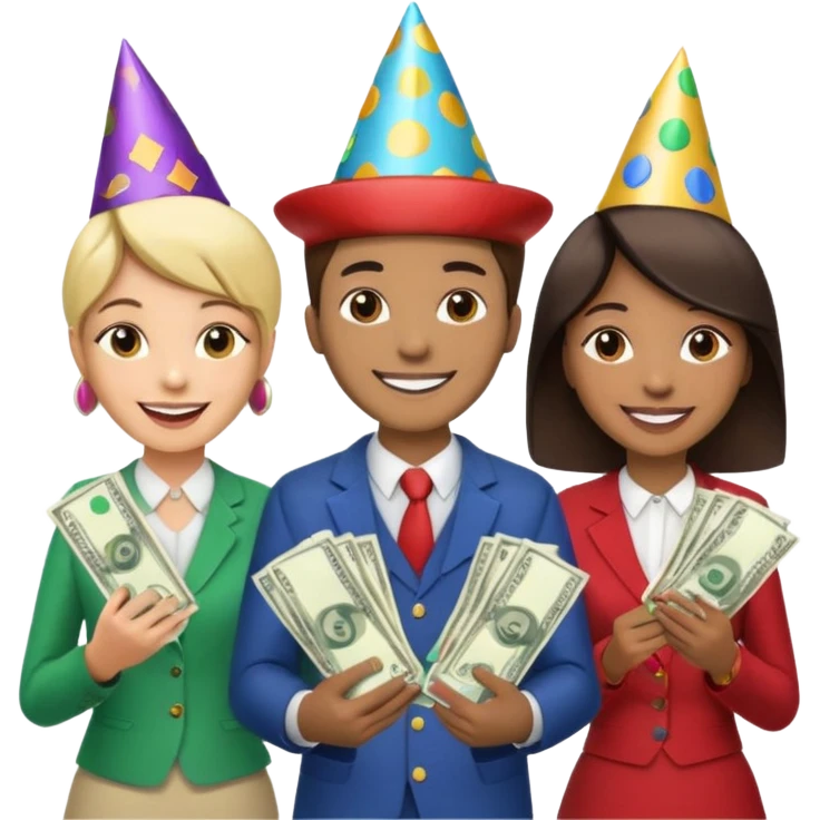 group of people who just won money emoji