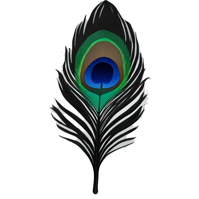 Single Peacock feather in black only emoji