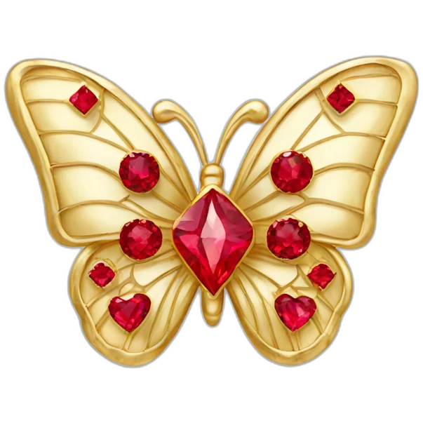 gold butterfly jewel with red diamond hearts emoji