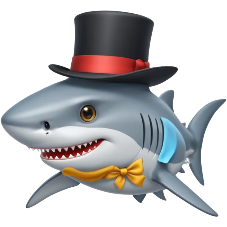 Shark with a top hat emoji