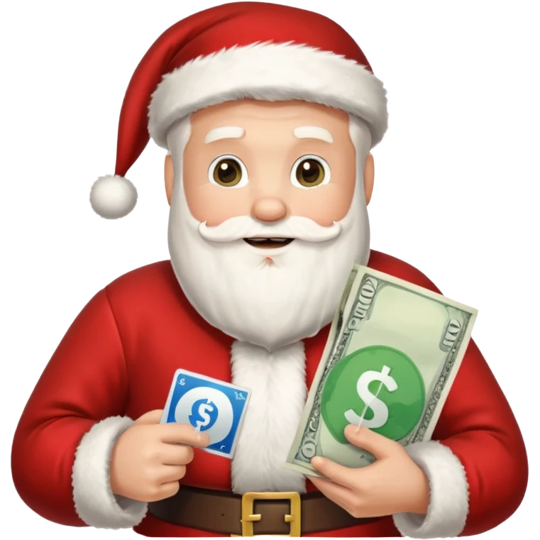 santa with money and social media logo on gift emoji