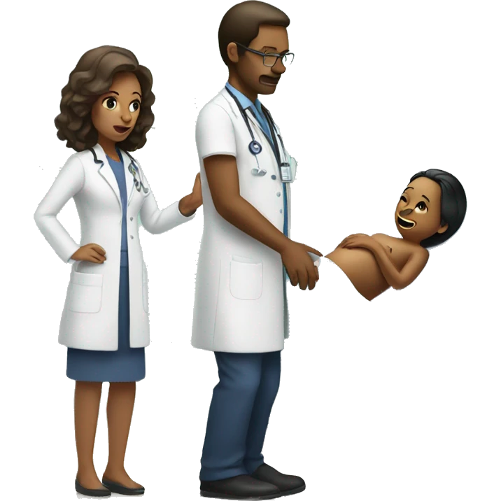 a woman gives birth and doctors stand nearby emoji