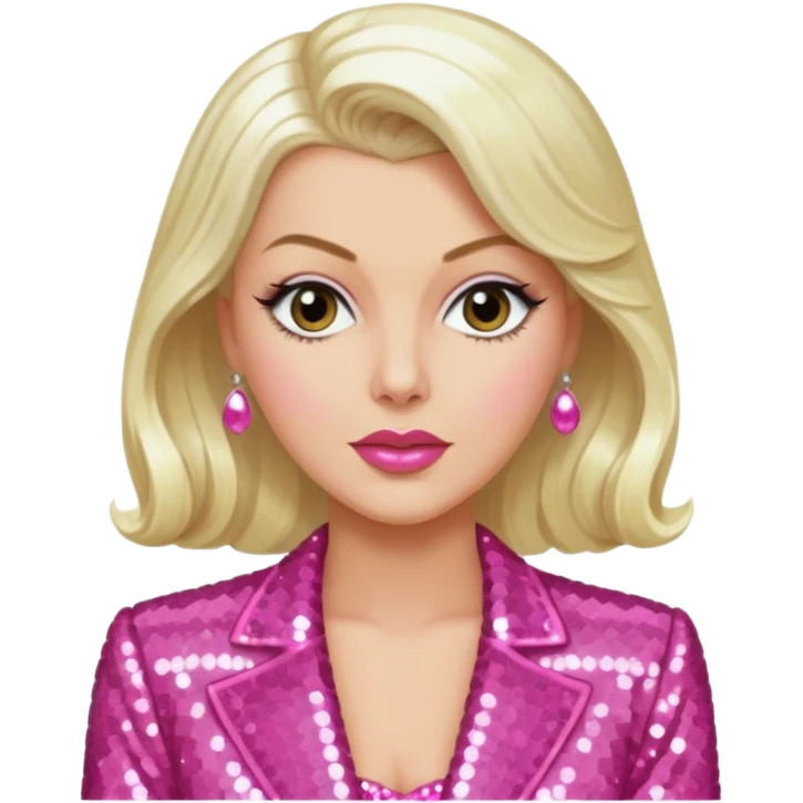 Lana Turner with long platinum blonde hair, pink sequin outfit  emoji