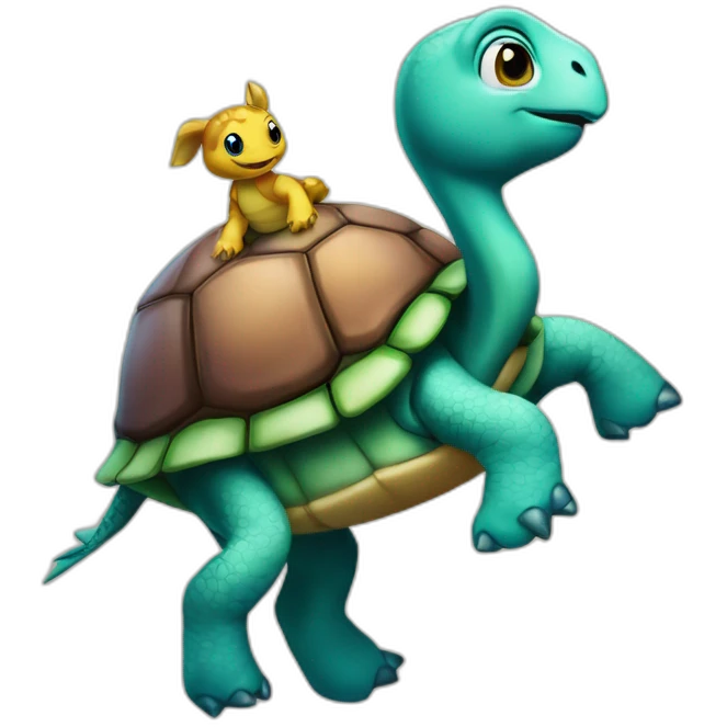 Tortue sur une licorne emoji