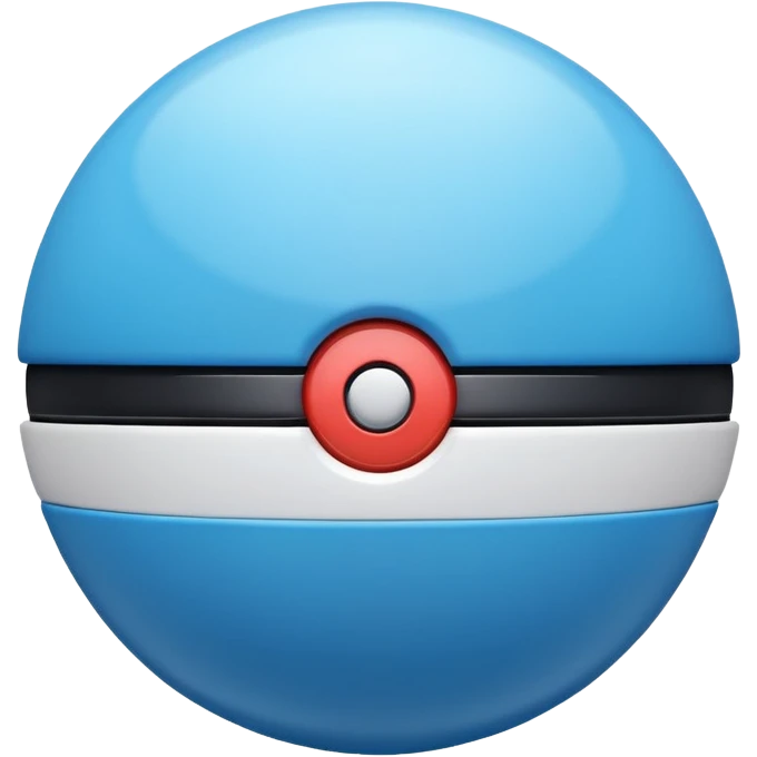 vibrant blue pokeball emoji with a black stripe and highlights, top half vibrant blue, bottom half white emoji