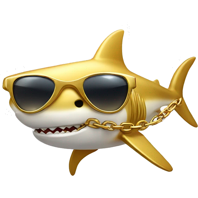 golden shark with chain and sunglasse emoji
