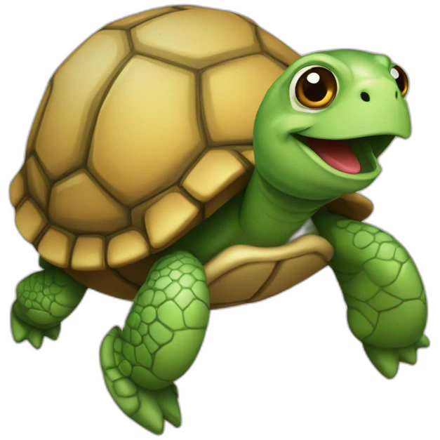 Une tortue sur un ballon emoji