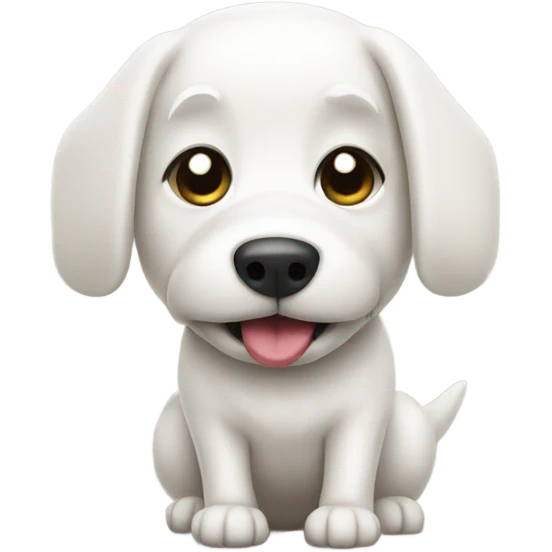 White dog taking a poop emoji