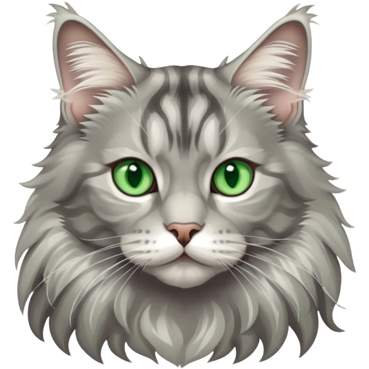silver tabby maine coon cat with green eyes emoji
