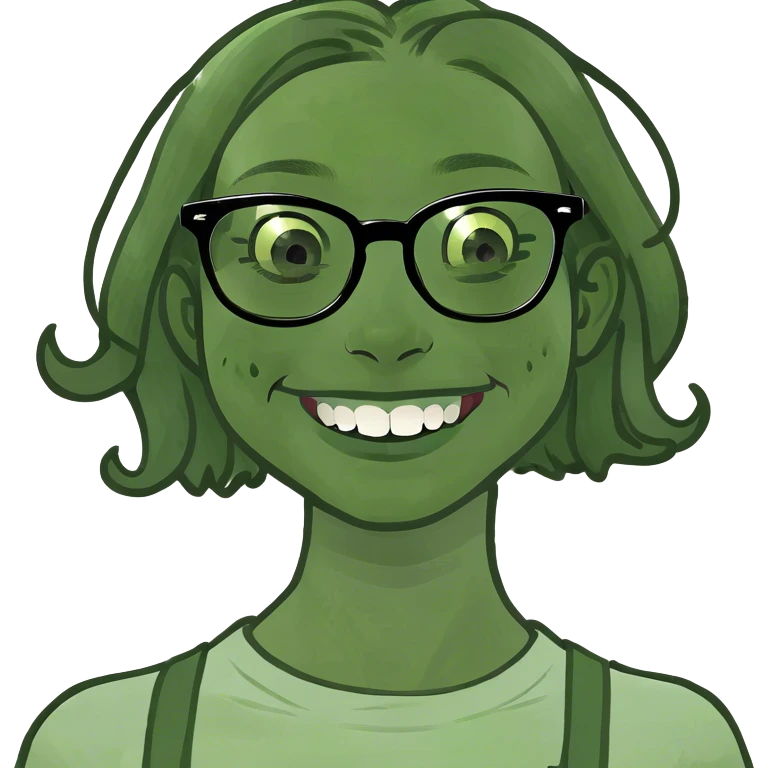 Black girl with glasses smiling with braces on her teeth emoji