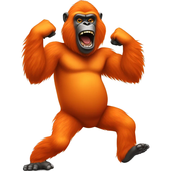 A dancing orange gorilla emoji
