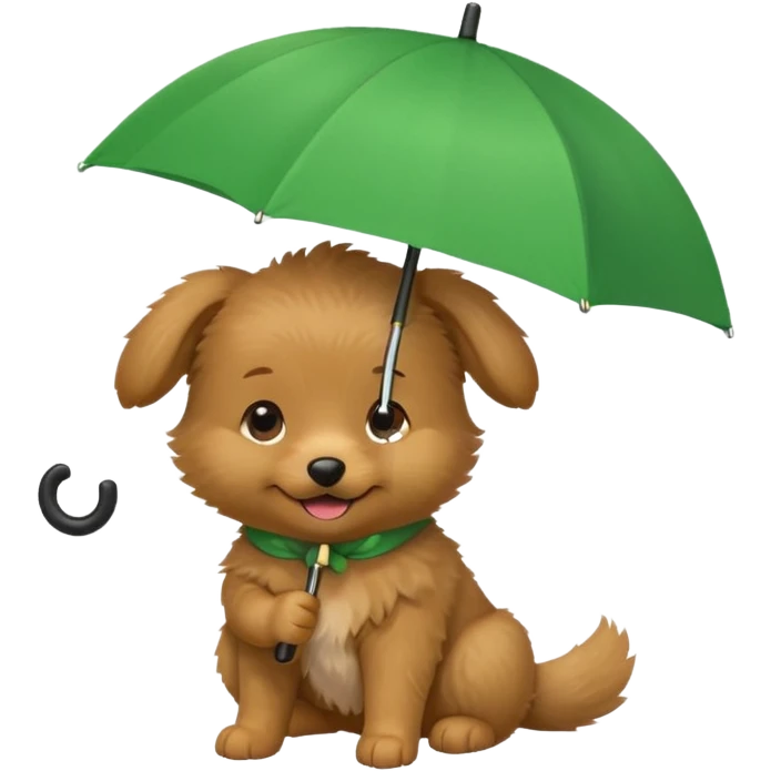 baby dog hold small green umbrella emoji