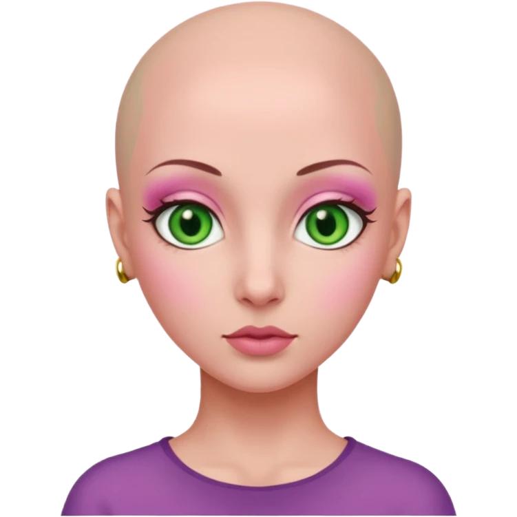 pink green brown bald girl eyeballs emoji