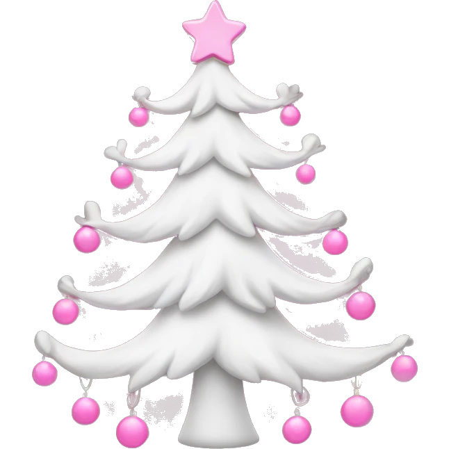 White Christmas tree with pink decorations  emoji