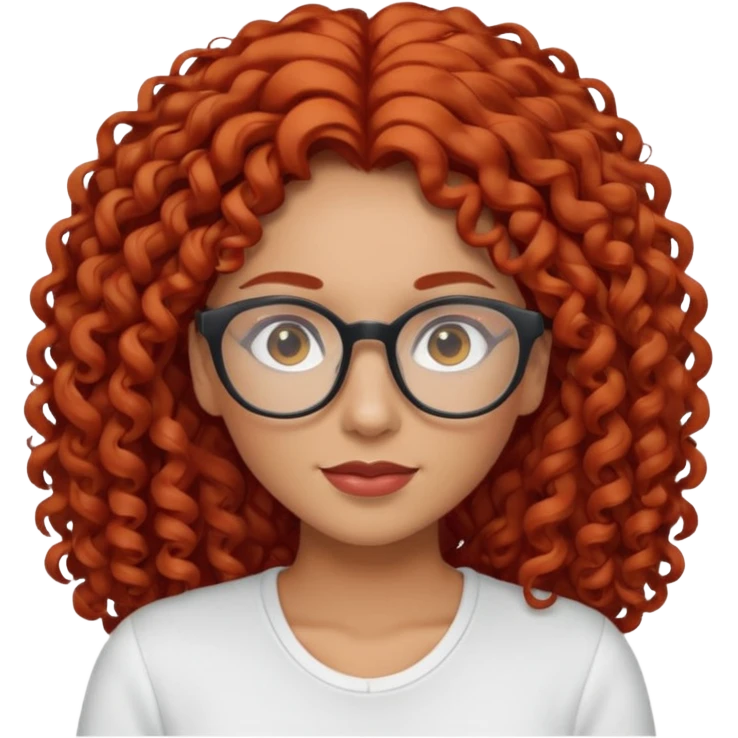 rizada peli roja , trigueña , con lentes y top blanco pelo largo  emoji