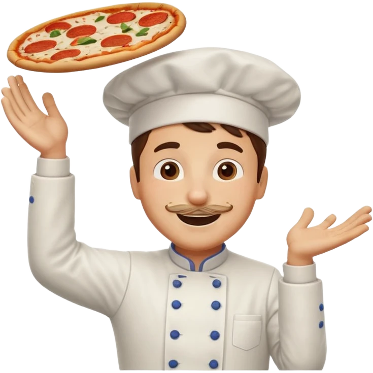 Pizza Chef – tossing pizza dough in air, white hat tilted slightly emoji