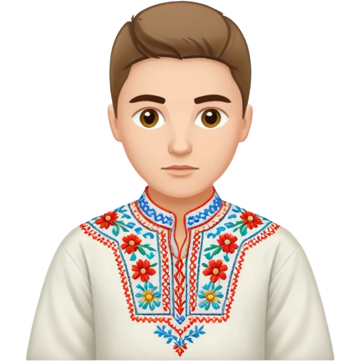 A young Ukrainian psychologist wearing a traditional embroidered vyshyvanka shirt emoji