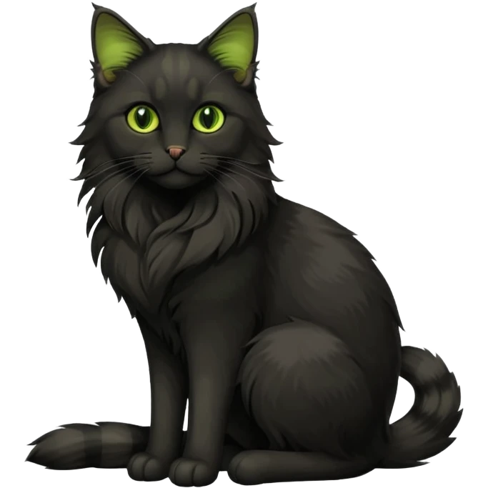 main coon black cat with green yellowish eyes full body emoji