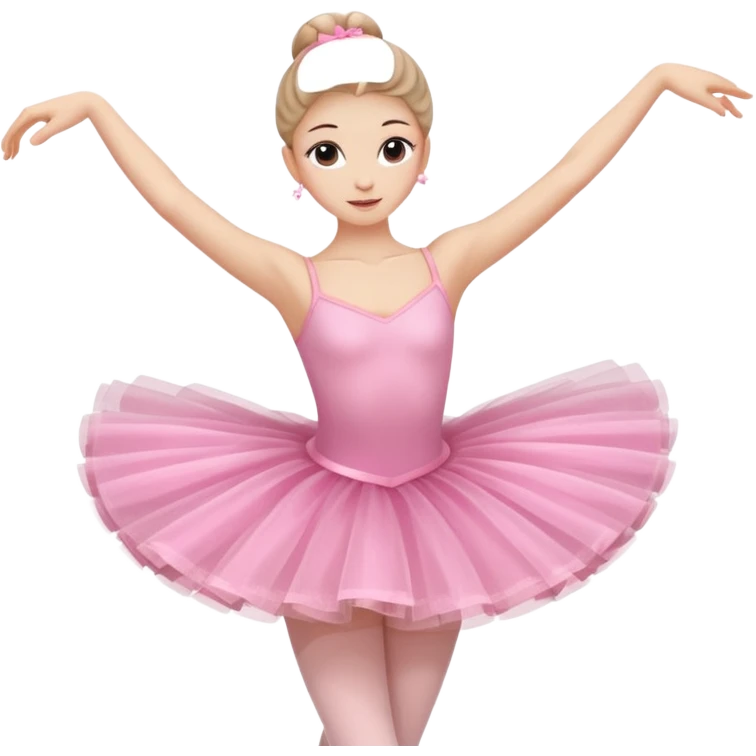 A graceful ballerina in a pink tutu, spinning lightly with arms curved elegantly.
 emoji