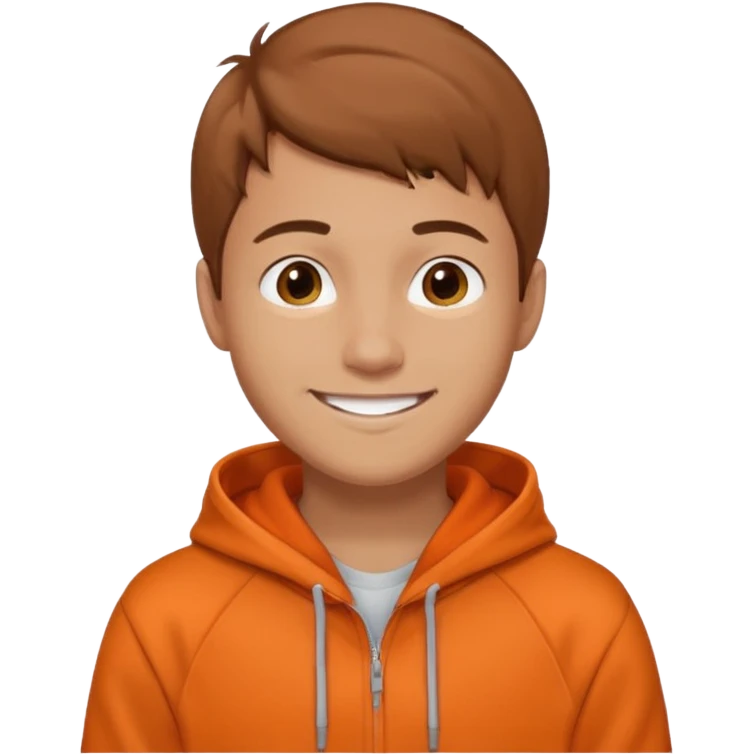 a happy young guy with orange hoodie, like a "techboy" emoji