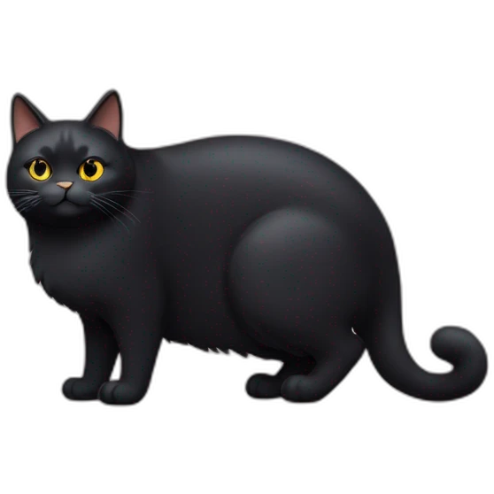 Old fat black cat emoji