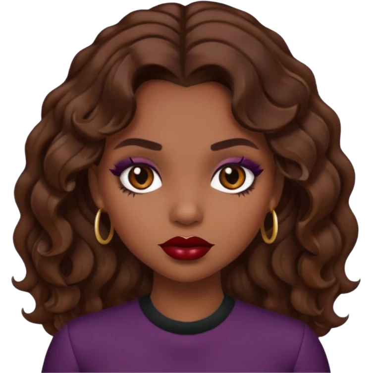 Baddie girl with brown weavy hair emoji