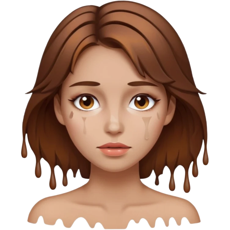 Brown Hair Woman , white paint , drip, face, hot emoji