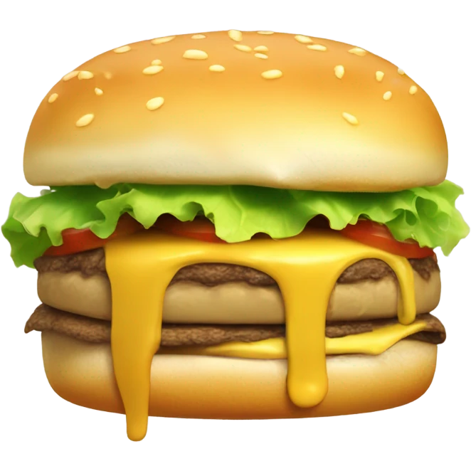 Generate a sleepy cheeseburger emoji with droopy eyes, a tiny yawn, and a slightly messy look. emoji
