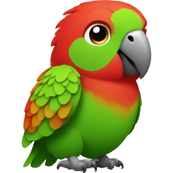 thick parrot that looks like a ball, red with green, small emoji