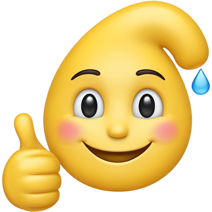 iPhone smile emoji with single tear drop; add thumbs up emoji
