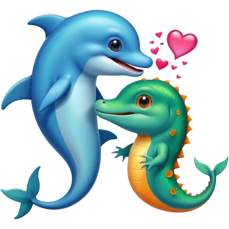 Dolphin and lizard in love emoji