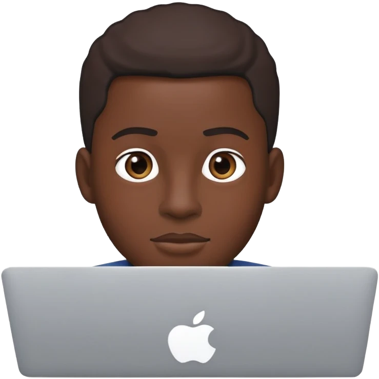 black american guy using macbook laptop emoji