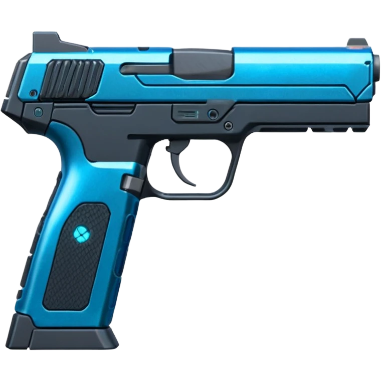 the image is the icon for a videogame  item. futuristic cyberpunk -ready to equip- it is master craftsmanship [ unequipped item ]
It is a magsec4 pistol with a mini-holo - neatly staged 3/4 profile view emoji