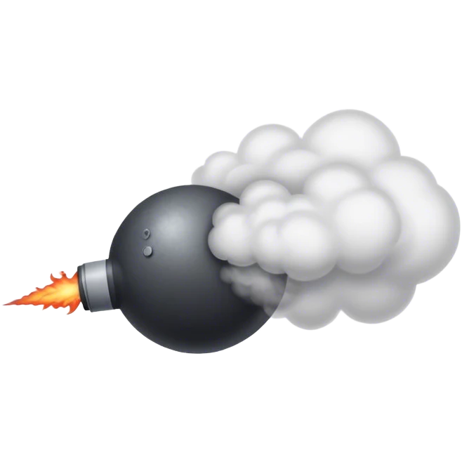 cannonball flying in the air with smoke behind it emoji