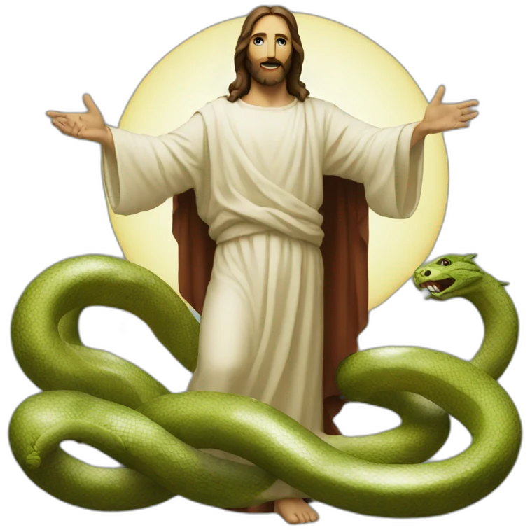 Jesus defeats the serpent emoji
