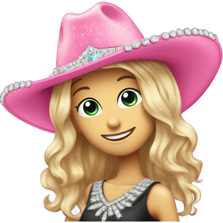 Sparkly pink cowgirl hat emoji