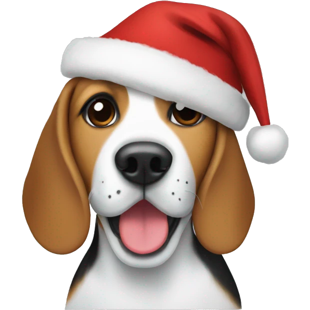 Beagle with Christmas hat emoji