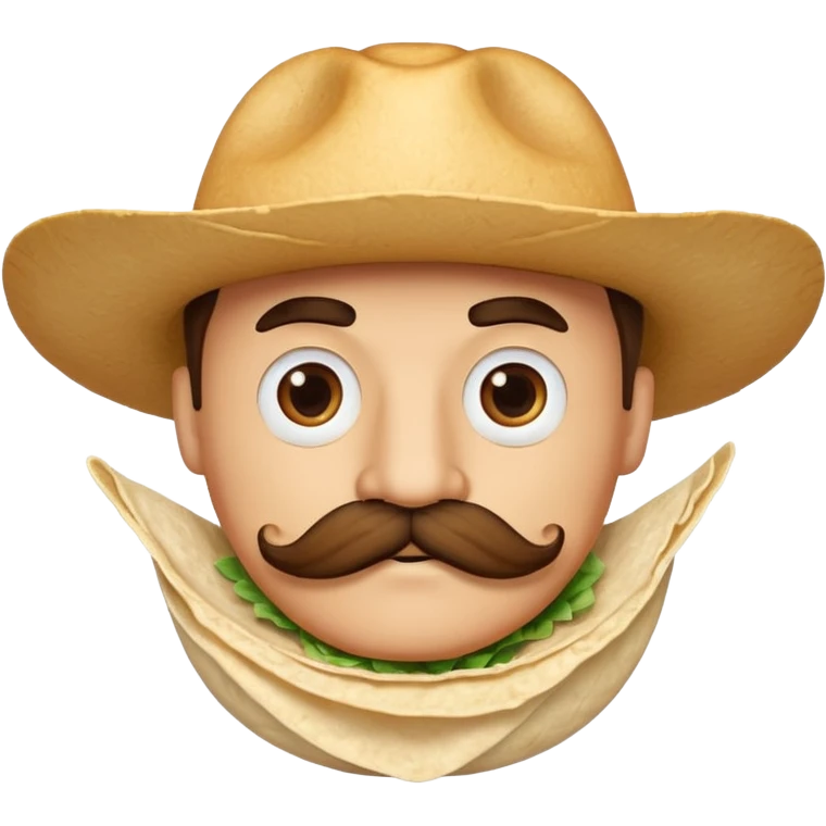 a fresh flour tortilla with a  mustache emoji