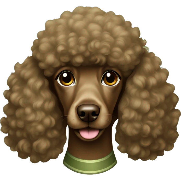 brown poodle girl portrait with khaki green emoji