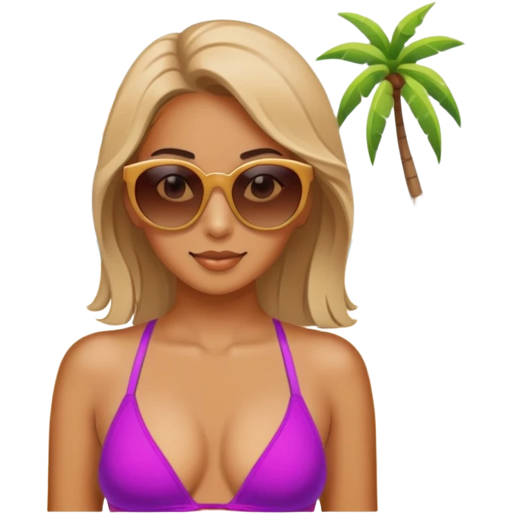 Woman with sunglasses on beach emoji