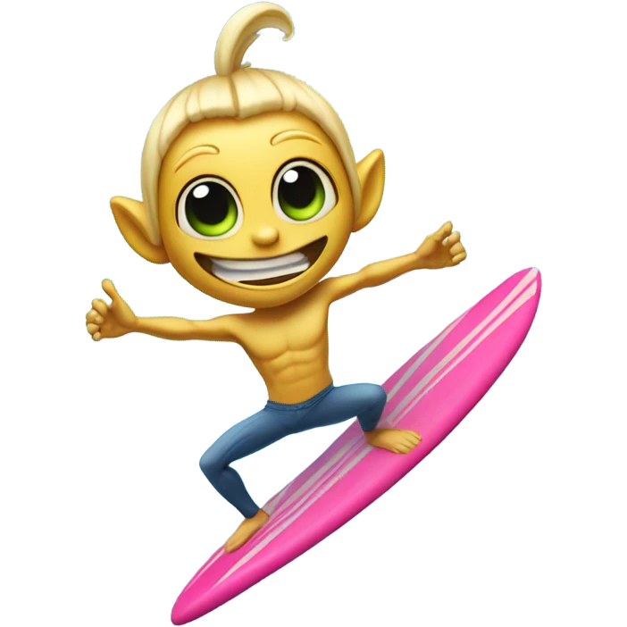 Crazy blonde alien surfing emoji