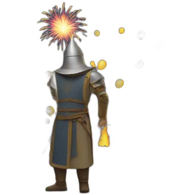medieval Pyrotechnician seeing some fireworks go off emoji