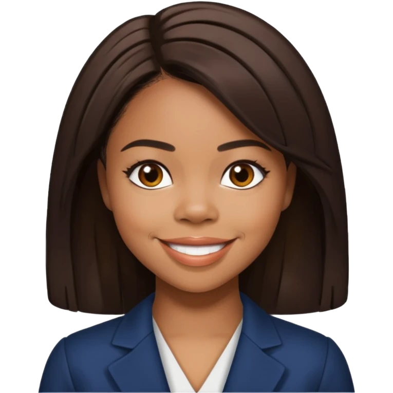 Regina Hall with dark brown hair emoji