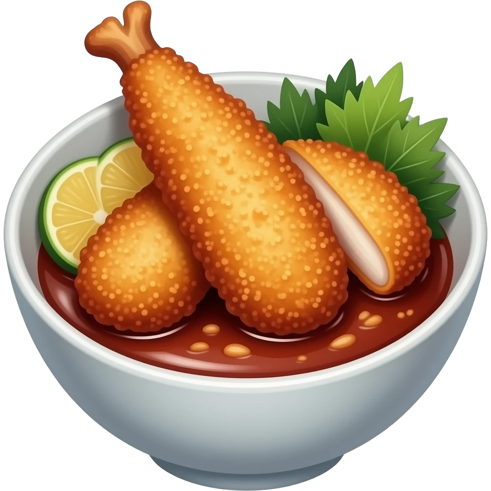 spicy pork tonkatsu with sauce in bowl emoji