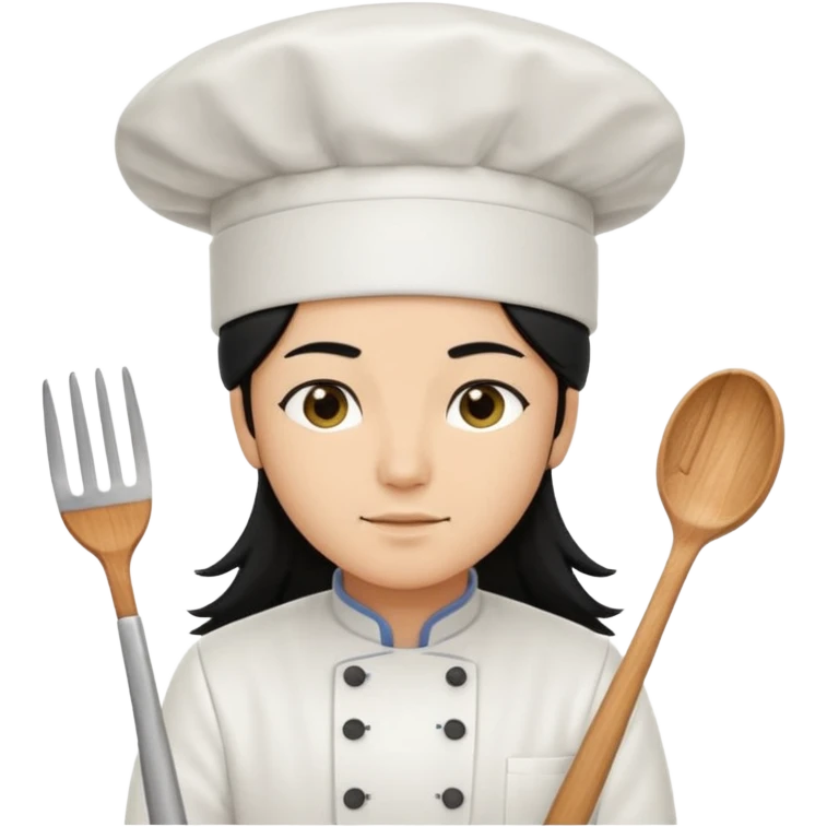 Chef pelinegra pelo largo y liso emoji