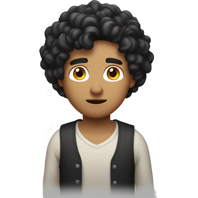 A person shrugging and he has black curly hair with a slight tan color skin emoji