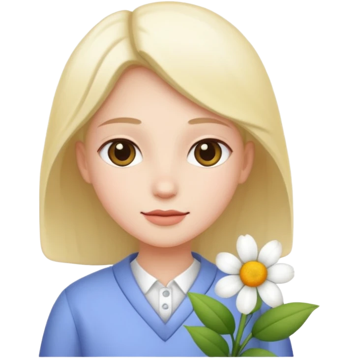 With flowers and wearing white emoji